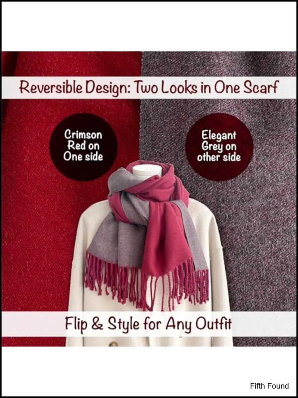 Cashmere-Like Soft Reversible Winter Scarf Pashmina Shawl Wrap